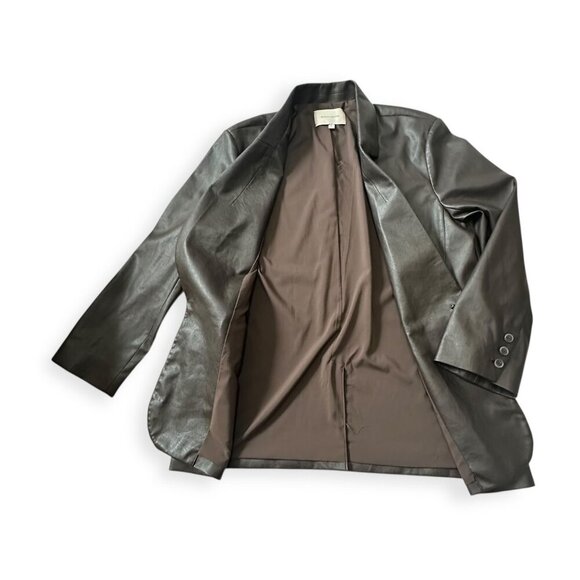 Brochu Walker The Farley Single-Button Vegan Leather Blazer in Timber/Brown,  Si - Picture 8 of 15